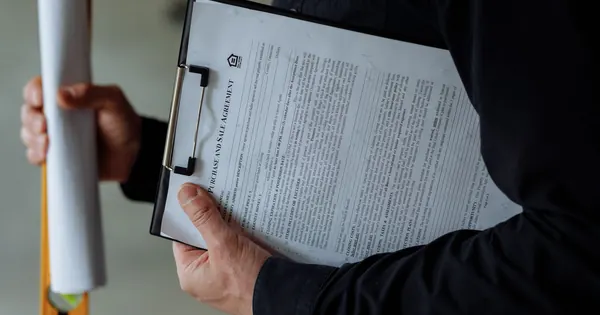 Document de travail tenu sur un porte-bloc