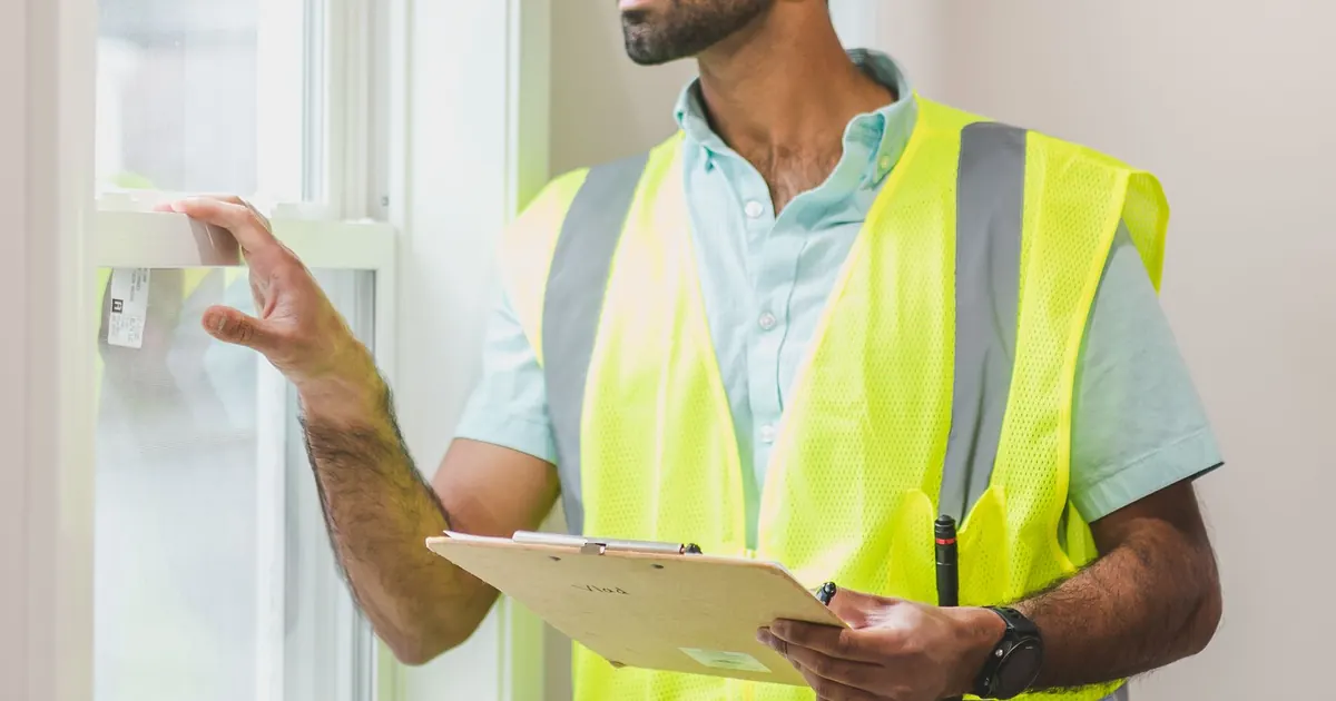 Contrôle d’une fenêtre avec un porte-bloc et un gilet visible