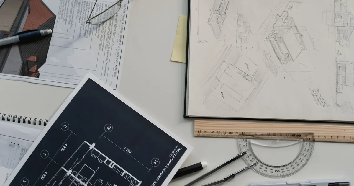Plans de bâtiment sur papier et sur tablette